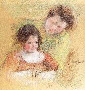 Mary Cassatt Reine Leaning Over Margot's Shoulder oil painting artist